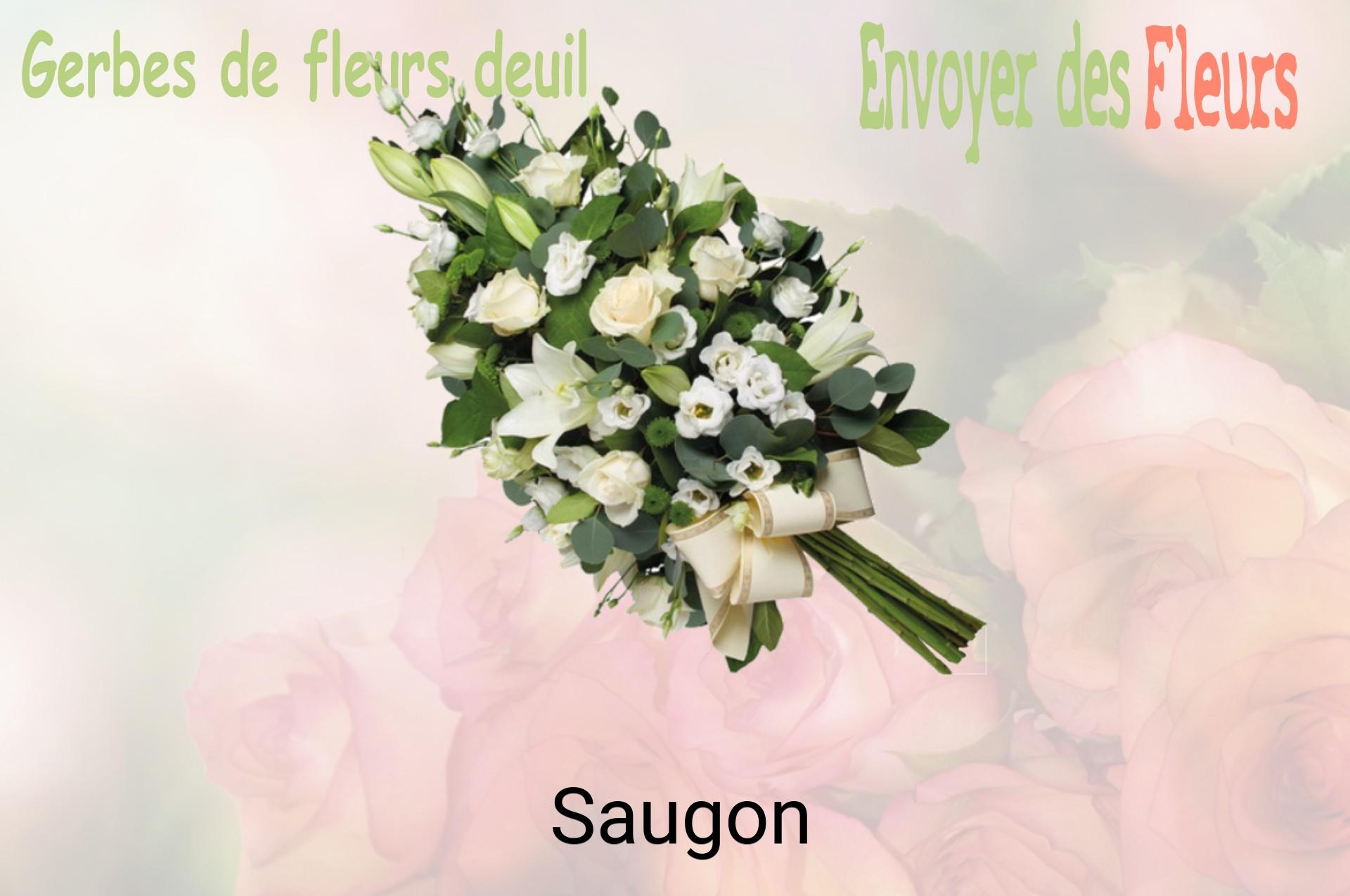 Gerbe de fleurs de deuil livrée à Saugon